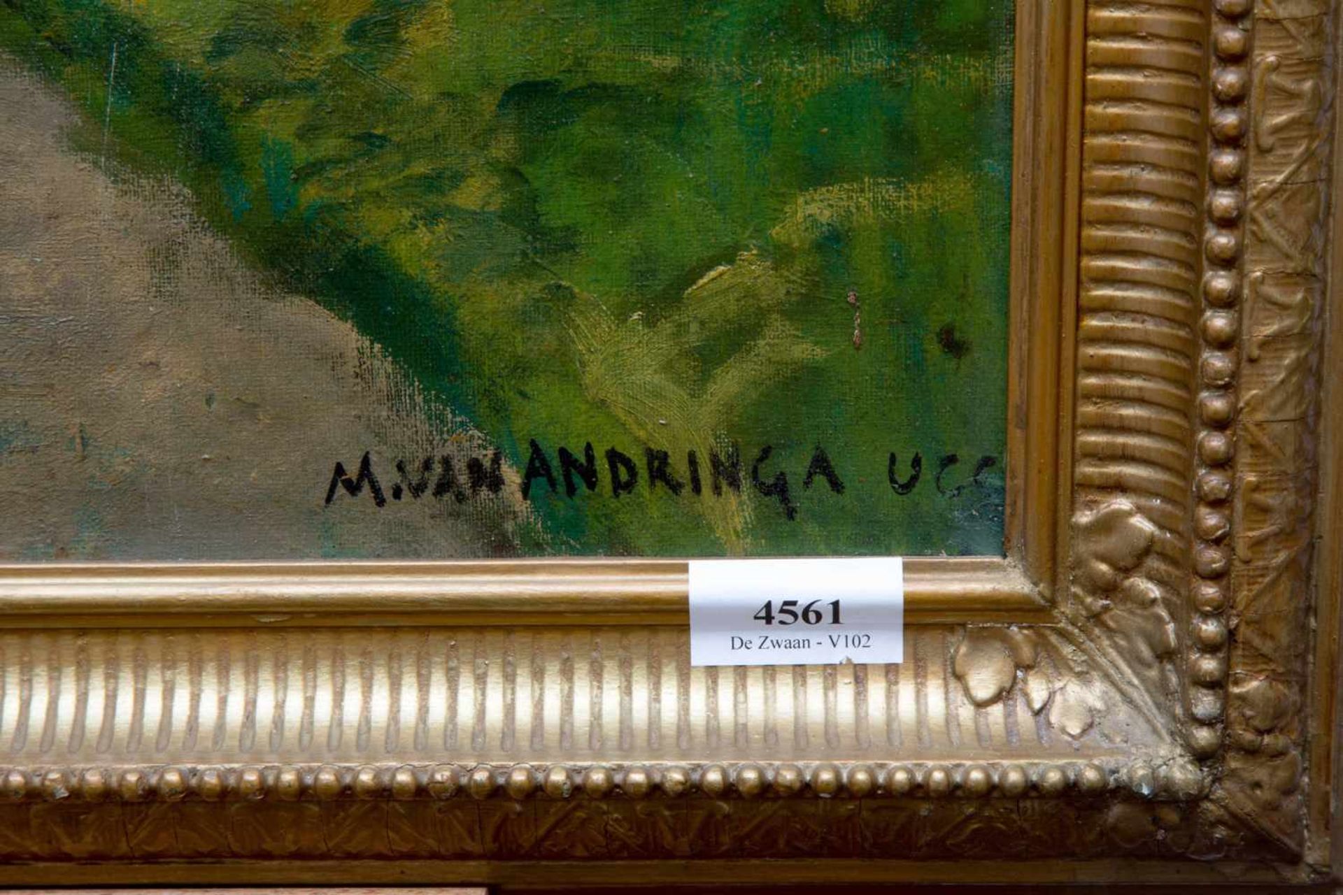Martinus van Andringa (1864-1918)Pad bij en huis, doek, gesign. r.o., 90 x 81 cm. [1]500 - Bild 3 aus 3