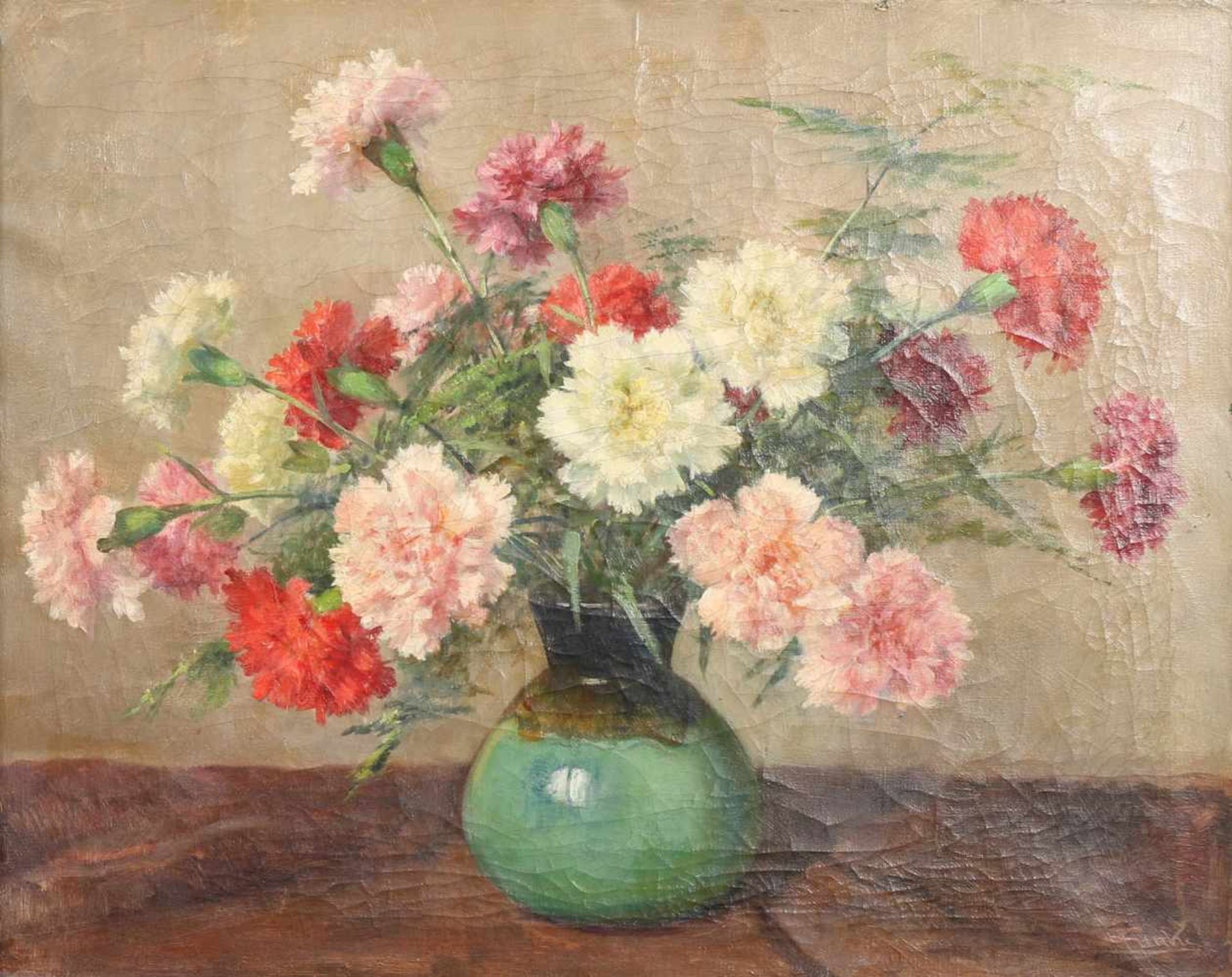 Anton Funke Küpper (1869-1955)Bloemen in een vaas, doek, gesign. r.o., 41 x 50 cm. [1]100