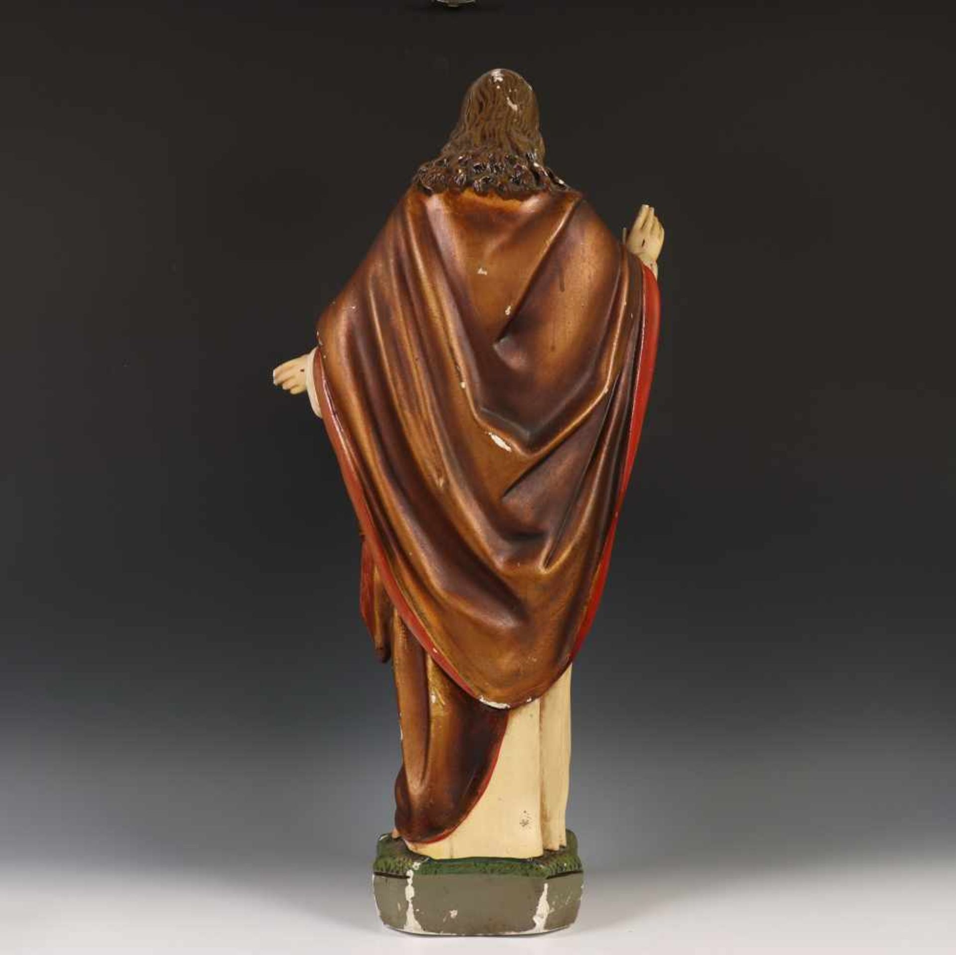 Gipsen sculptuur Christus de verlosser, ca. 1900,polychroom beschilderd (handen beschadigd). , h. 68 - Bild 3 aus 3