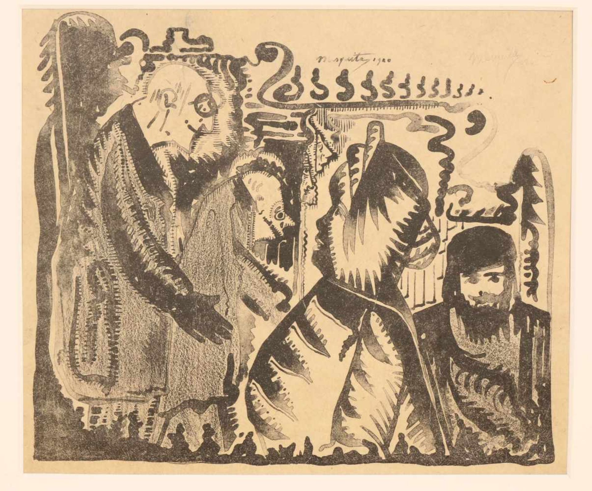 Samuel Jessurun de Mesquita (1868-1944)Fantasie: diverse figuren, linksboven het silhouet van een - Bild 2 aus 2