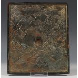 China, langwerpige bronzen spiegel, Qing dynastie,