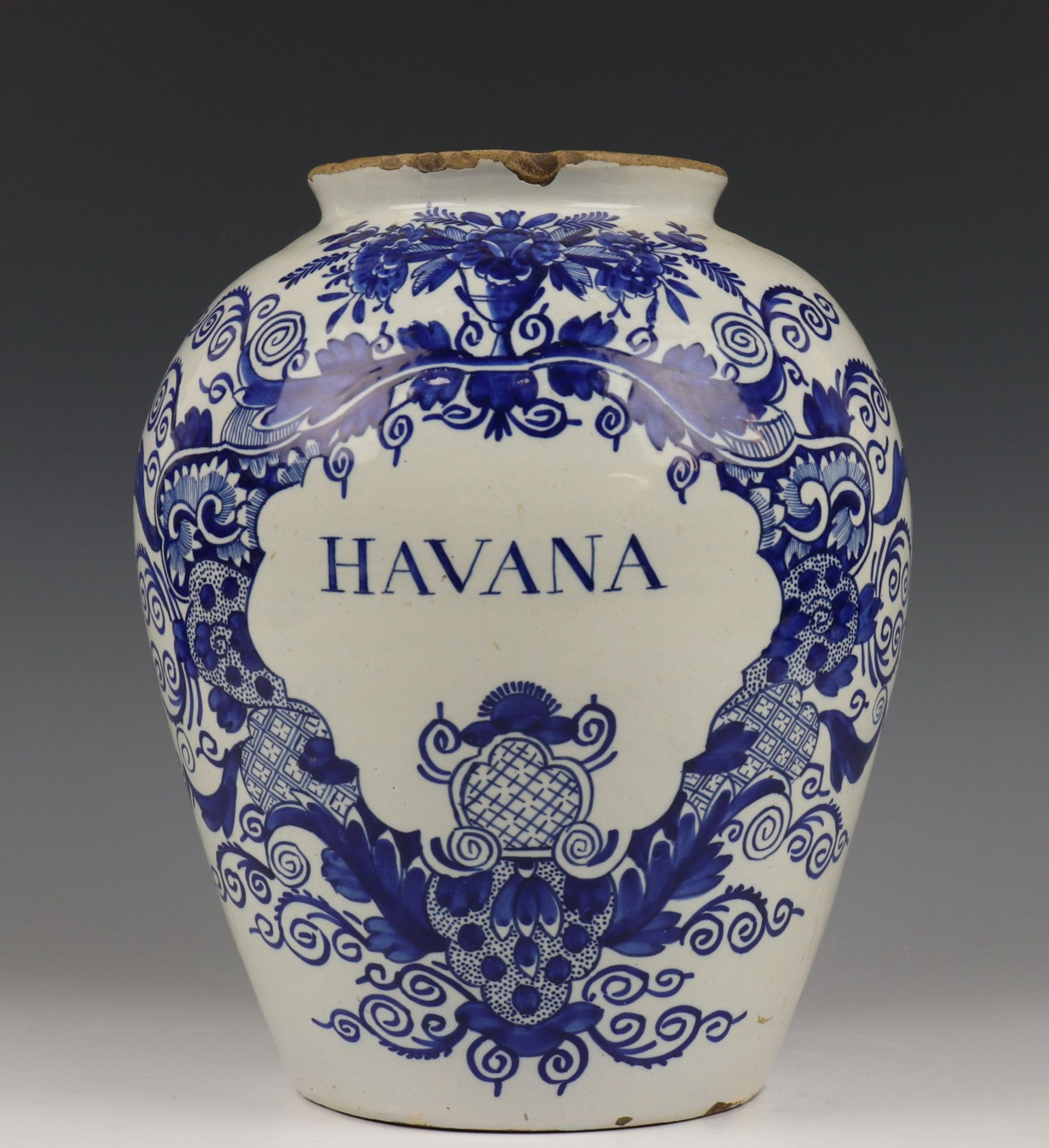 Delft, blauwwitte aardewerk tabakspot "Havana", 18e eeuw, - Bild 2 aus 7