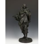 Frankrijk, zwart gepatineerde zamak sculptuur voorstellende John Milton, ges. Salmson, ca. 1900,