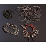 India, various silver or silver alloy necklaces, chains and beads