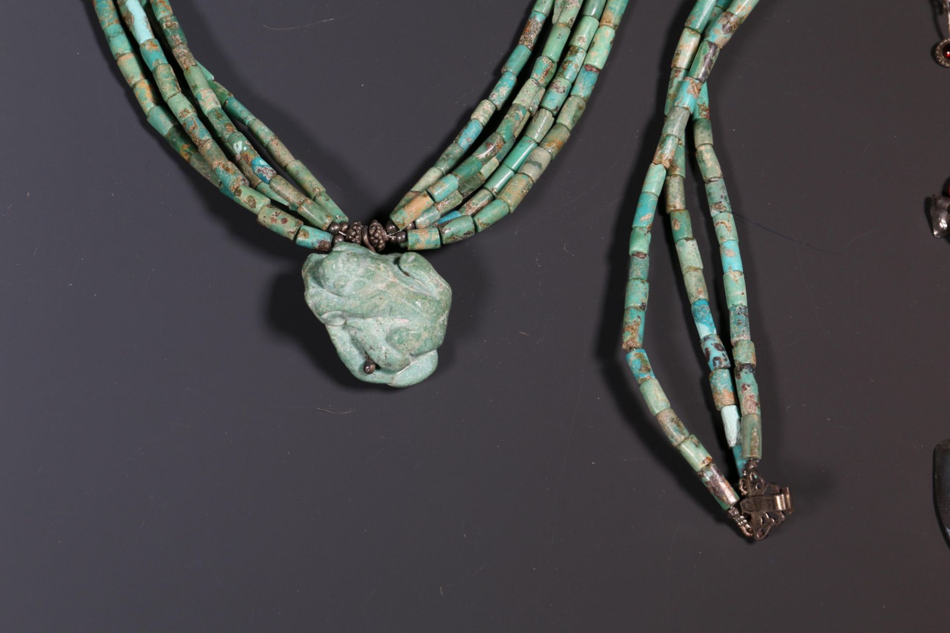 Egypt, two beaded necklaces with antique amulets and South America, two turquoise necklaces with pen - Bild 4 aus 5