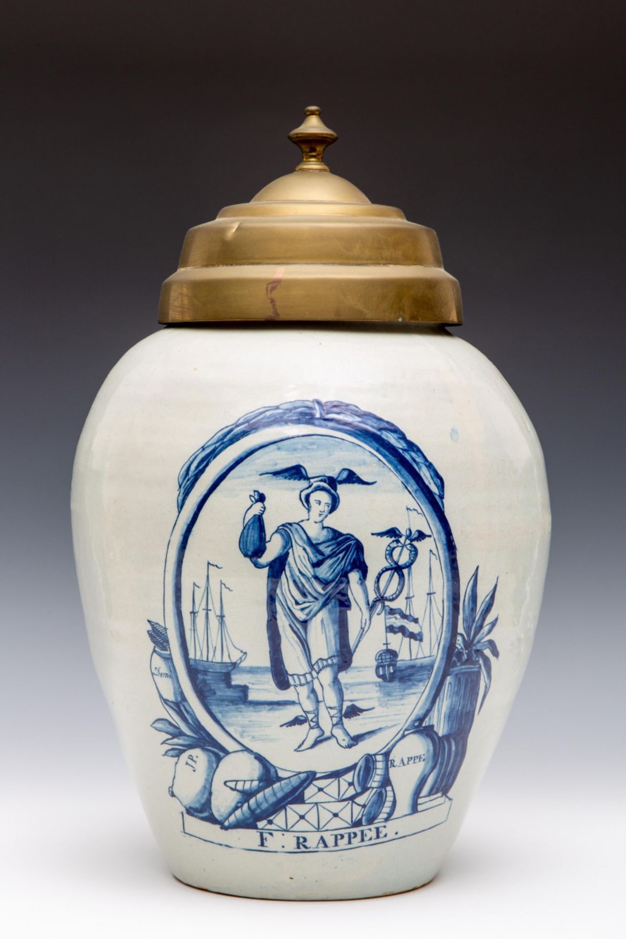 Delft, De Porceleyne Blompot, blauw-wit aardewerk tabakspot, eind 18e eeuw, - Bild 8 aus 9