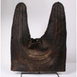 West Afrika, wooden harp and a Kenia, Masaai leather bag.
