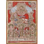 Zuid India, Vishnu Anantashayin, slapend op de slang Ananta, terwijl Brahma uit zijn navel wordt geb