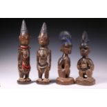 Nigeria, Yoruba, Oyo, Ogbomosho, pair of twin figures, male and female, with notched scarifications,