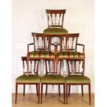 Set van vier mahoniehouten stoelen en twee -fauteuils, empire,