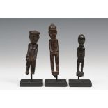 Borneo, Kalimantan, Ngayu, three carved shaman's amulets