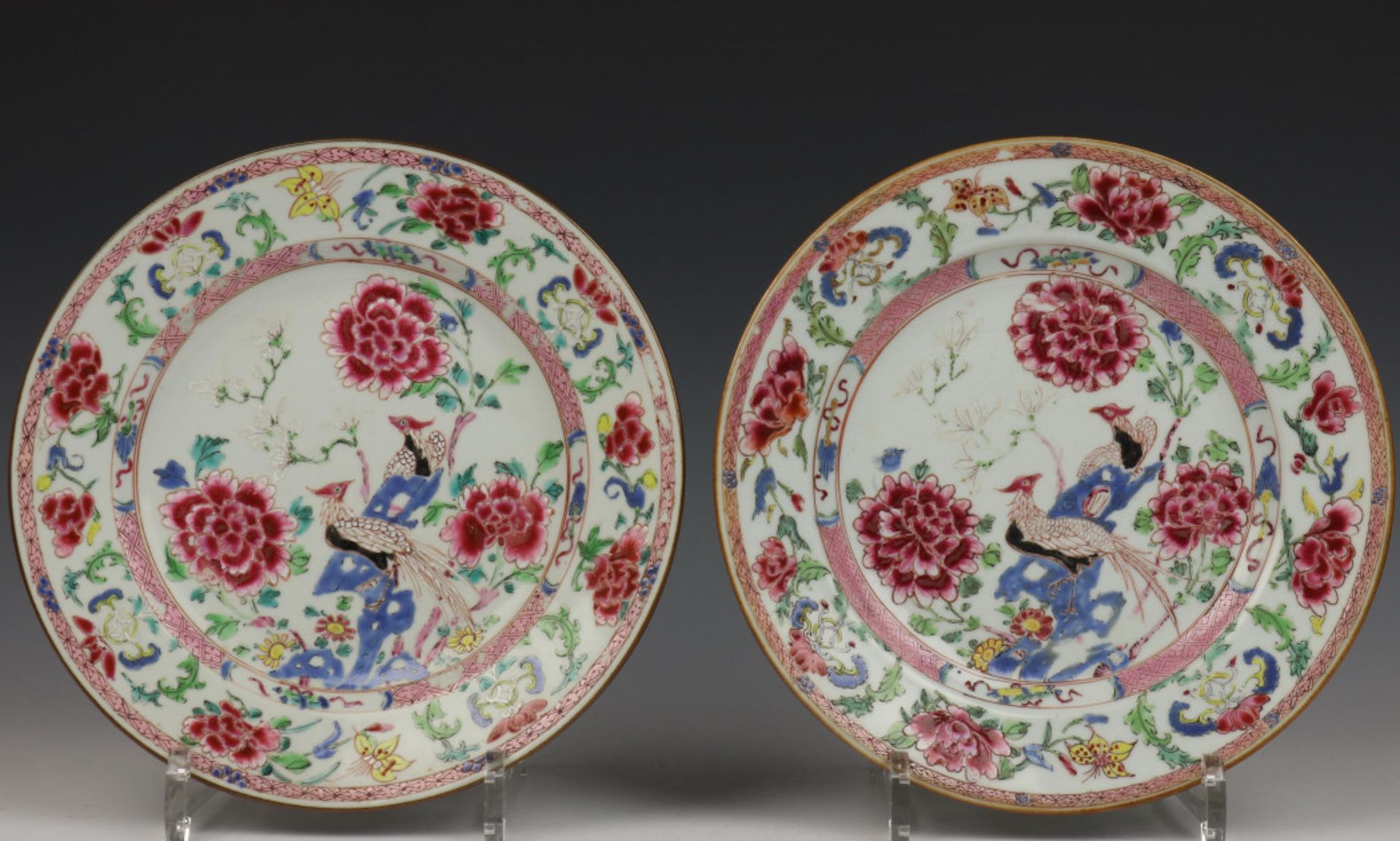 China, paar famille rose borden, 18e eeuw,
