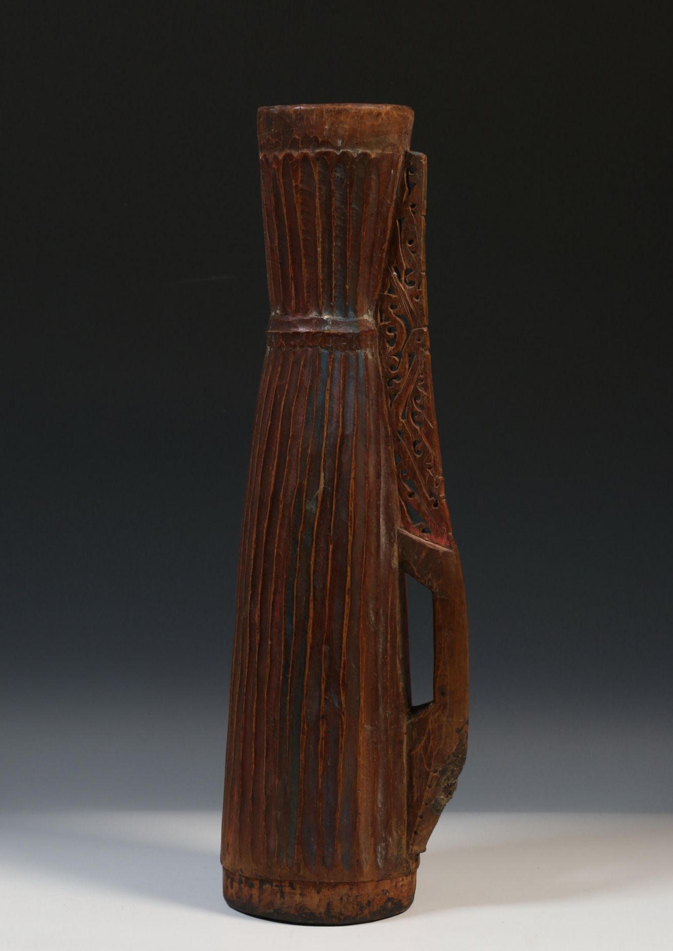 Papua, Cenderawasih Bay, drum, fluted, the handle on lower part openworked, tympanum missing - Image 7 of 7