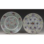 Collectie polychrome aardewerken schotels en borden, 18e eeuw,