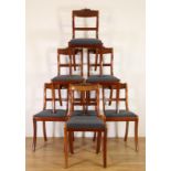 Set van zeven mahoniehouten eetkamerstoelen, 19e eeuw,