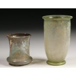 Two Roman glass beakers, 1st-3rd century,