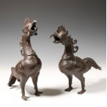 Southeast Asia, a pair of bronze roosters