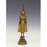 India, staand bronzen sculptuur van Vishnu en Tibet, verguld brozen staande Boeddha.