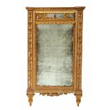 Spiegel in crème en verguld gelakt houten lijst, Louis XVI, ca. 1800