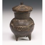 Anatolia, Yortan Pyxis, black terracotta bowl on four legs with a lid, 3rd Mill BC,
