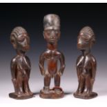 Nigeria, Yoruba, Ijebu, Iperu, male twin figure, hands akimbo, turban-like headdress, carver Onamosu