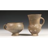 North Germany, two Roman grey ware cups with handles, 2nd-3rd century.