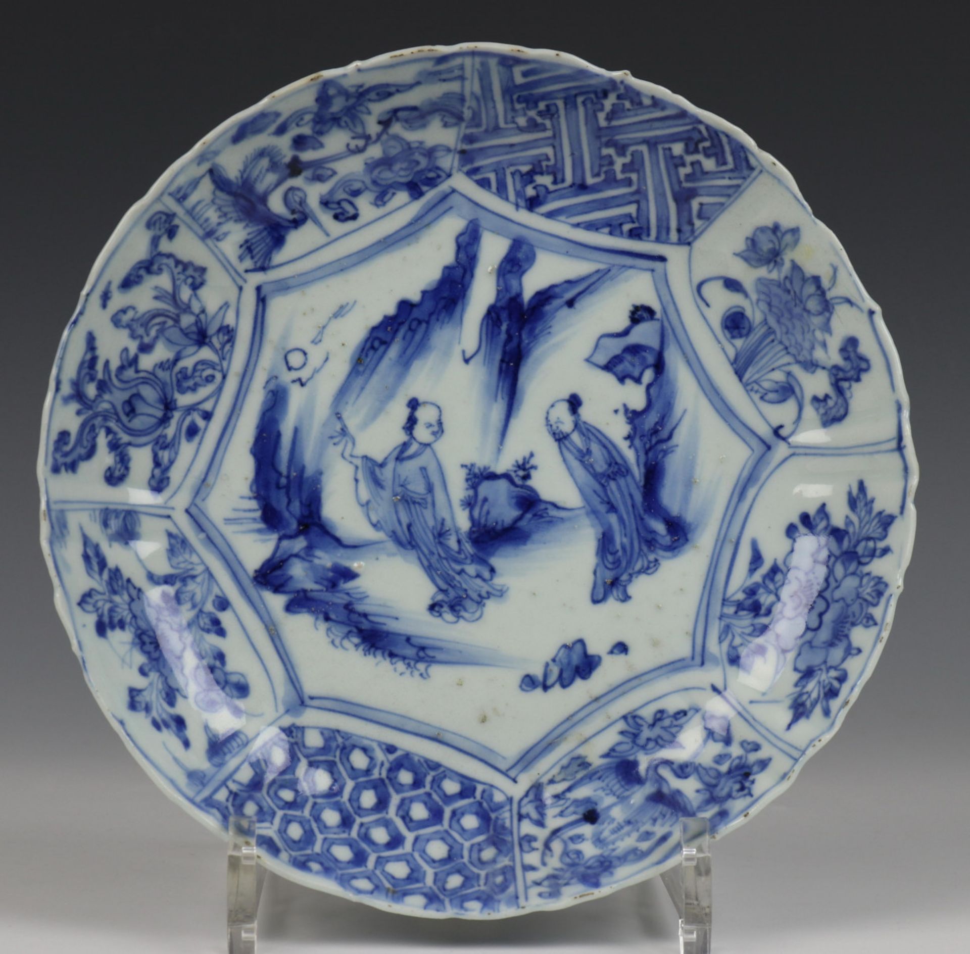 China, paar blauw-wit porseleinen borden, Wanli, - Image 2 of 13