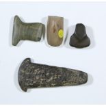Colombia, Tairona, three stone axes, 1000-1500.
