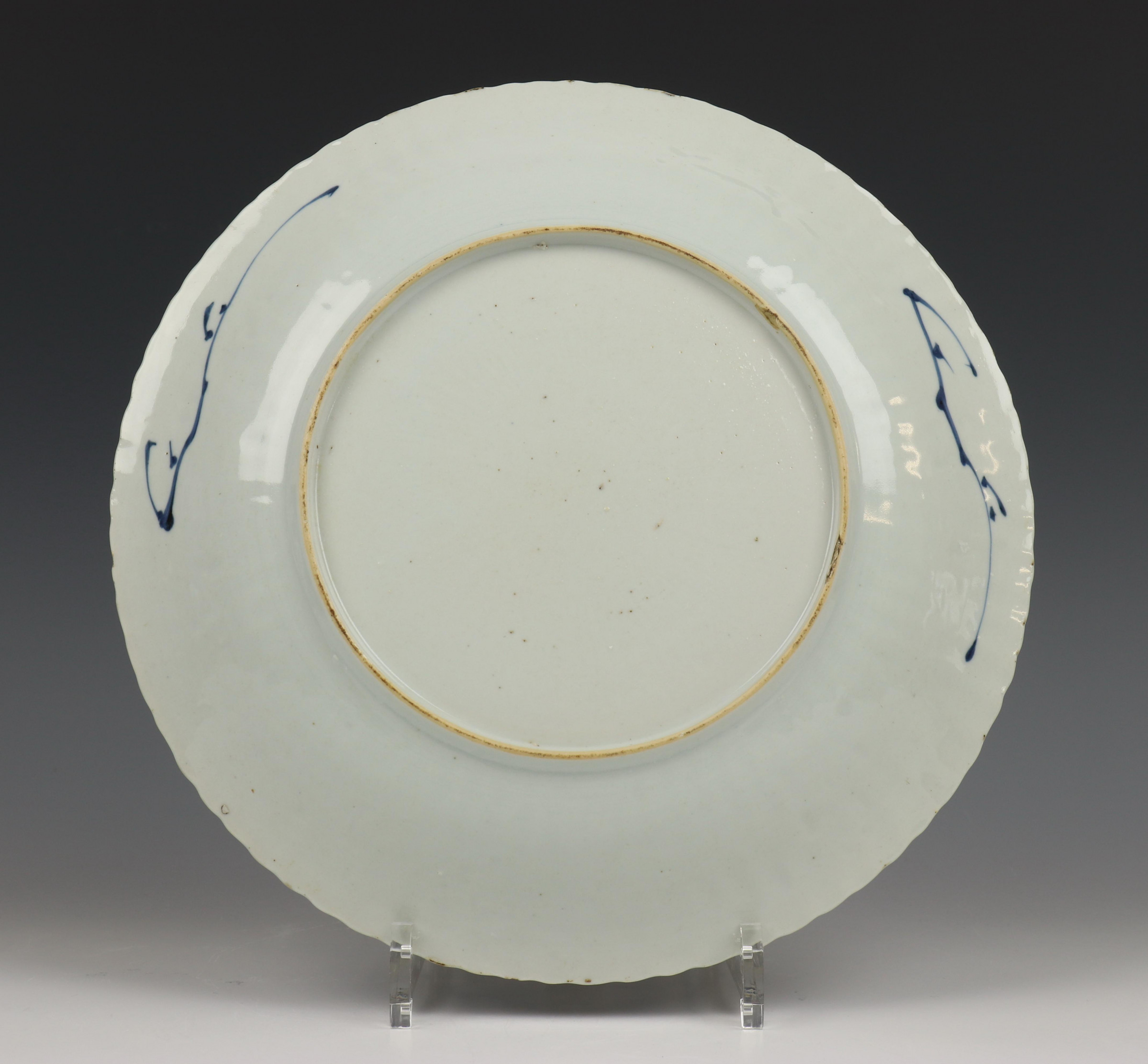 China, paar blauw-wit porseleinen borden, Kangxi, - Image 6 of 8