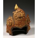 Tibet, copper ceremonial helmet, 20e century