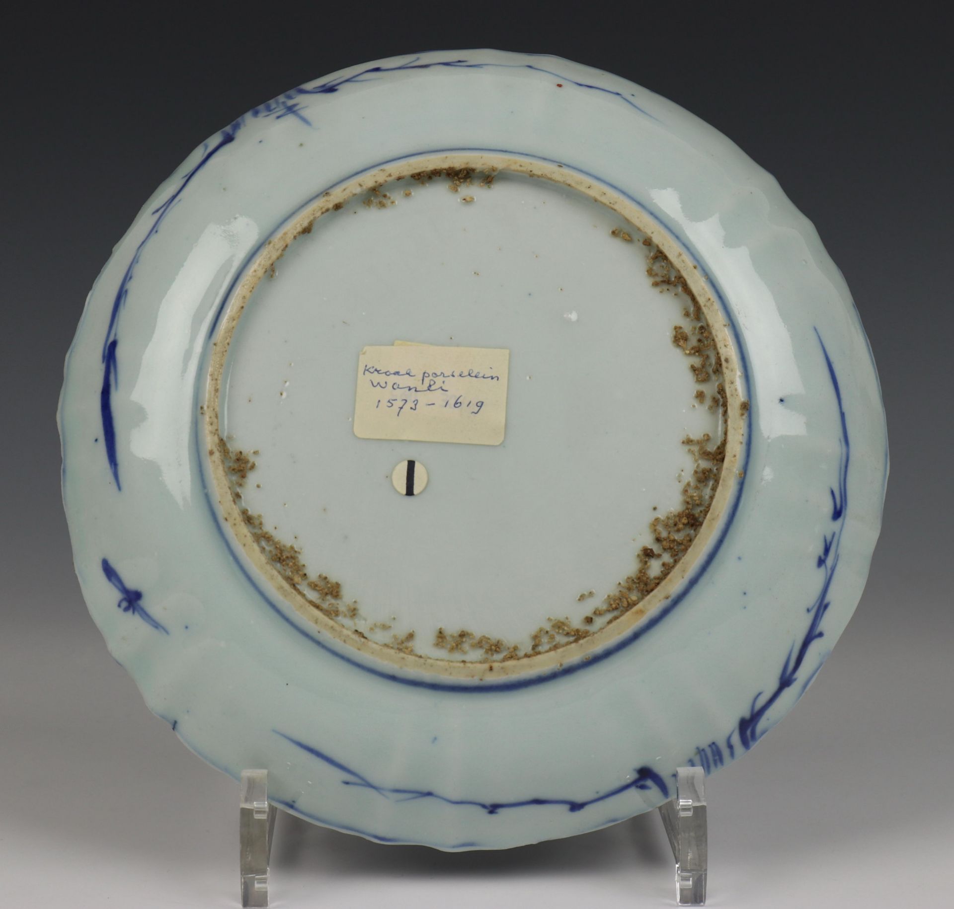 China, paar blauw-wit porseleinen borden, Wanli, - Image 5 of 13