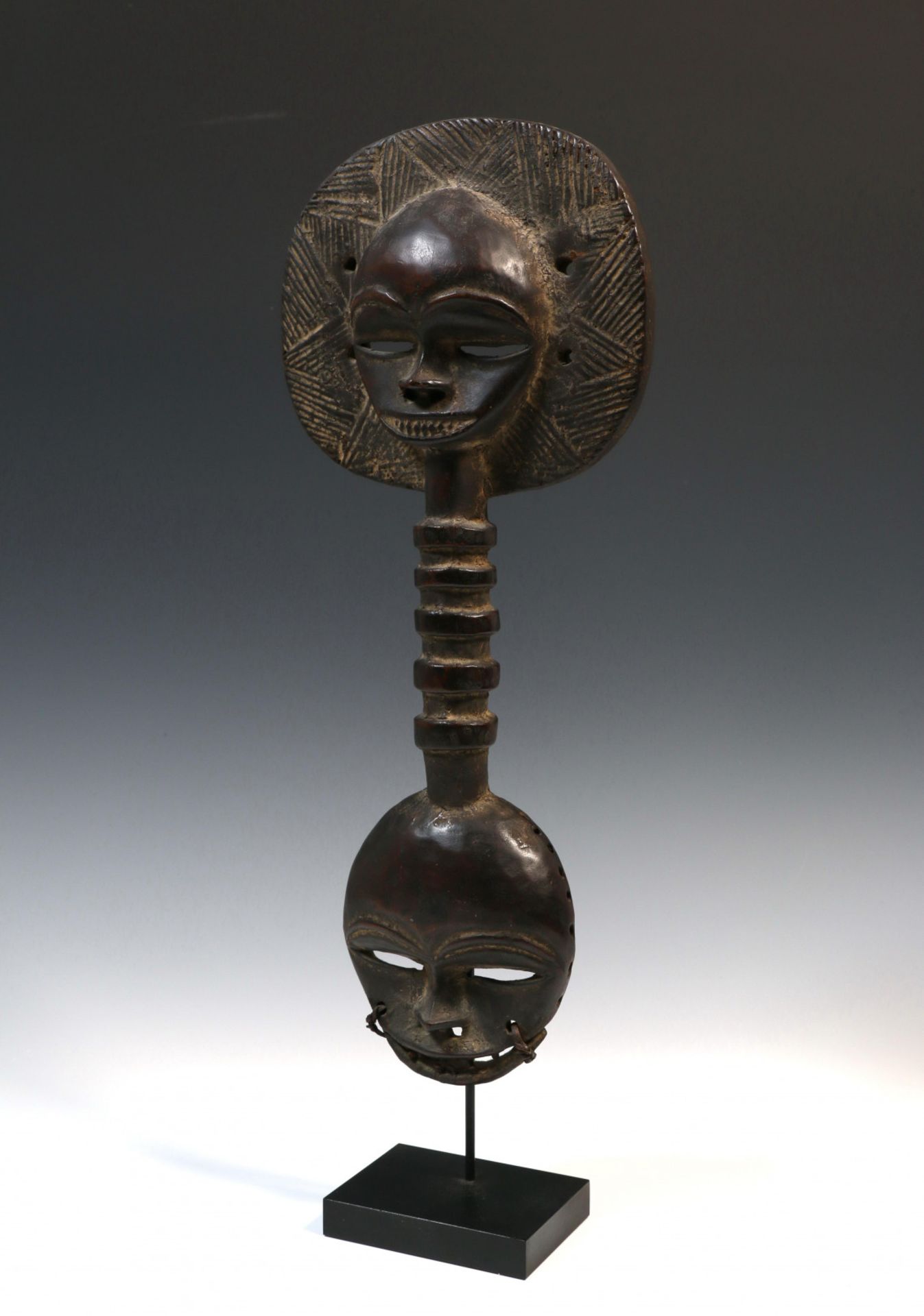 Nigeria, Eket, ceremonial scepter, possibly old, and West Africa, ceremonial staff, decorated with m