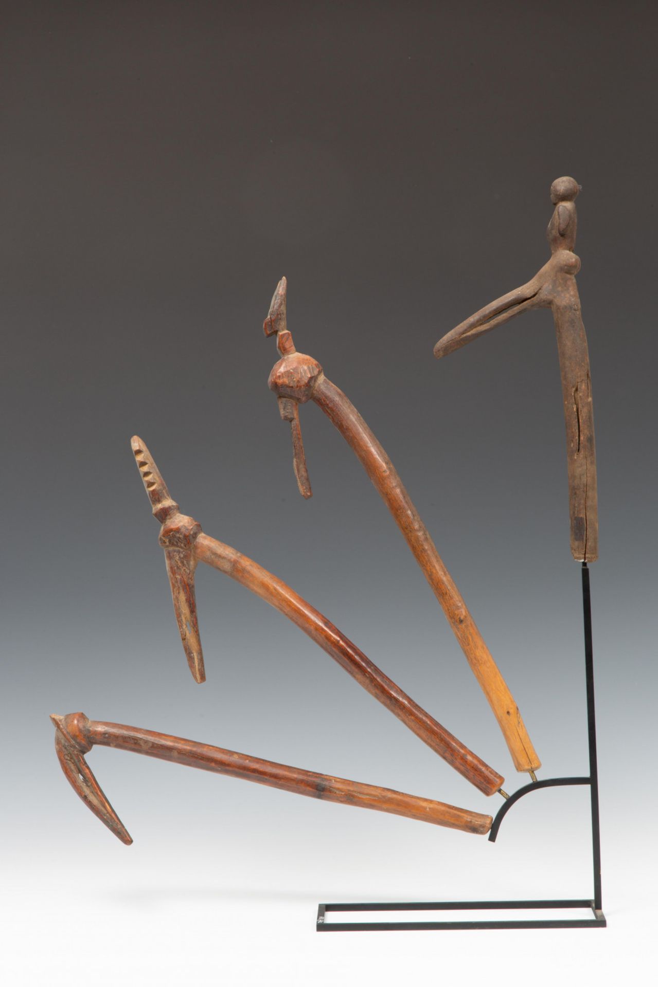 Burkina Faso, Lobi, four axes on a stand