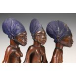 Nigeria, Egba, Abeokuta, ibeji, three twin figures, two female, one male