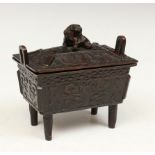 China, bronzen archaïstische wierookbrander, fangding, 18e/19e eeuw,