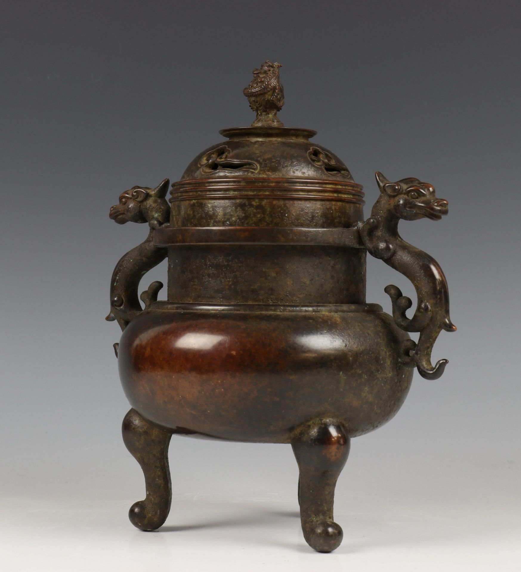 China, bronzen wierookvat, 19e-20e eeuw, - Image 6 of 6
