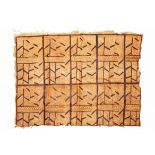 Samoa, tapa, bark cloth textile with geometrical design in sepia