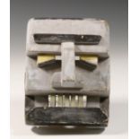 North America or Europe cubist polychromed mask slanting eyes, prominent teeth and protruding nose