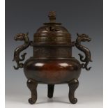 China, bronzen wierookvat, 19e-20e eeuw,