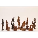 Java-Bali, collection of ten gouged wooden sculptures