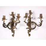 Frankrijk, een stel gespiegelde vuurvergulde bronzen wand appliques in Louis Quinze stijl, 19e eeuw,