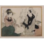 Japan, houtsnede, school van Utamaro,