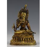 Tibet, verguld bronzen Boeddha, 18e/19e eeuw,