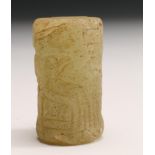 Iraq, Ur, green serpentine cylinder seal, 2800-2470 BC,