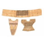 Indonesia, Sulawesi, three tapa bark cloth fragments