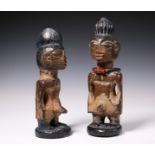 Nigeria, Yoruba, Oyo, Ilorin, two male twin figures with prominent se, bulbous head