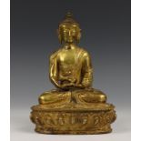 Tibet, verguld bronzen Boeddha, 19e eeuw,