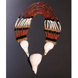 Naga Angami, necklace with large Turbinella shell, sliced shell pieces, tubular shell and carnelian