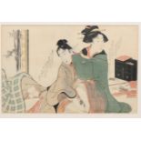 Japan, houtsnede, school van Utamaro, ca. 1800,