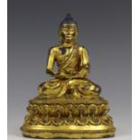 Tibet, verguld bronzen Boeddha, 19e eeuw